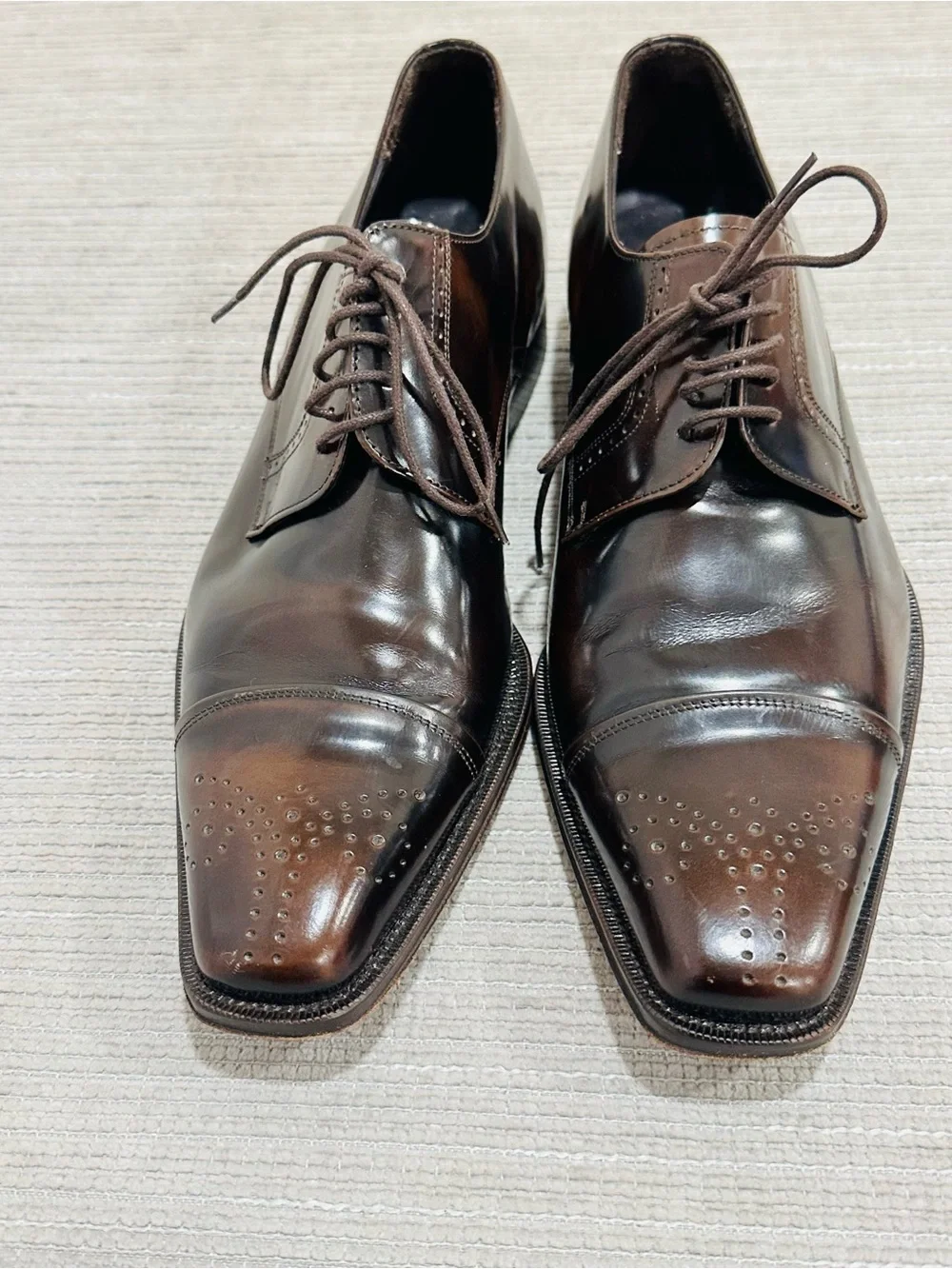 Mezlan Men’s Size 7,5 French Toe Classic Brown Leather Oxford Dress Shoes